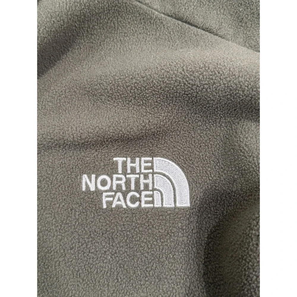 The North Face Mens Full Zip Fleece Jacket Olive Green Black Mock Neck Large